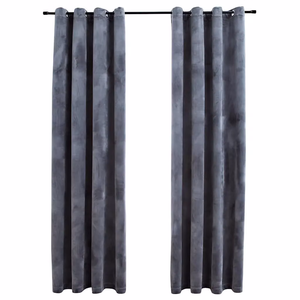 Berkfield Home Anthracite Velvet Blackout Curtains with Eyelets, 2 Pack, W: 140 cm, H: 175 cm – 2