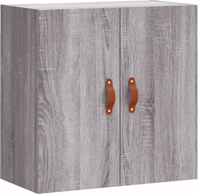 Berkfield Home Grey Sonoma Wall Mounted Cabinet with Hinged Doors and Internal Shelves, W: 60 cm, D: 31 cm, H: 60 cm