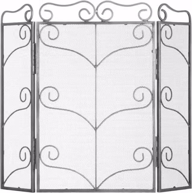 Lemon Pavilion Furniture and Decor Antique Metal Fire Screen, Silver, W: 85 cm, H: 75 cm