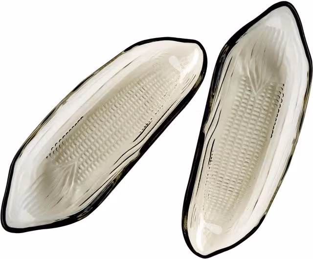 Orsina Set of Two Grey Corn on the Cob Glass Dishes