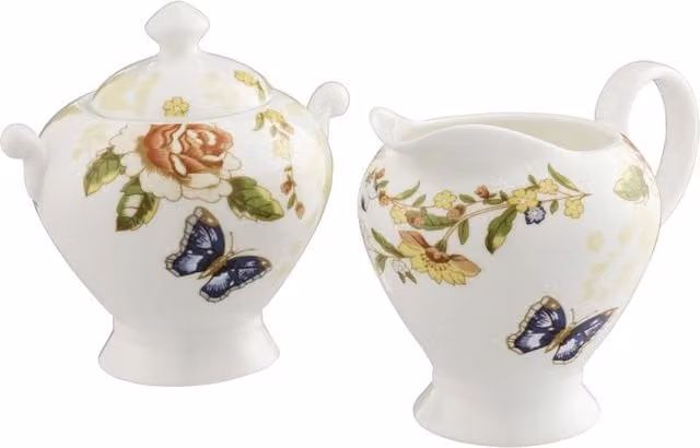 Aynsley Cottage Garden Multicolour Floral Bone China Cream and Sugar Set
