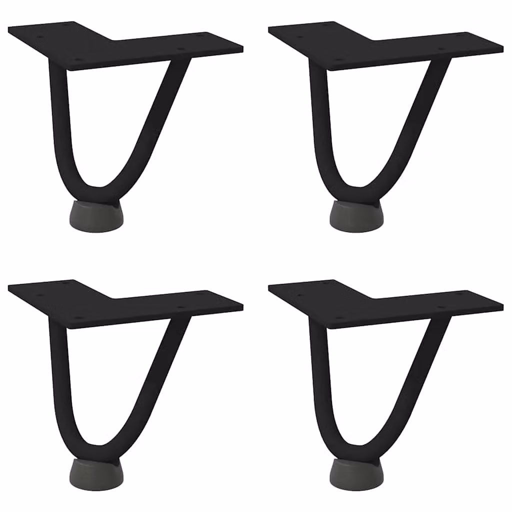 Berkfield Home Black Solid Steel Hairpin Table Legs, 4 Pieces, Height: 10 cm – 2