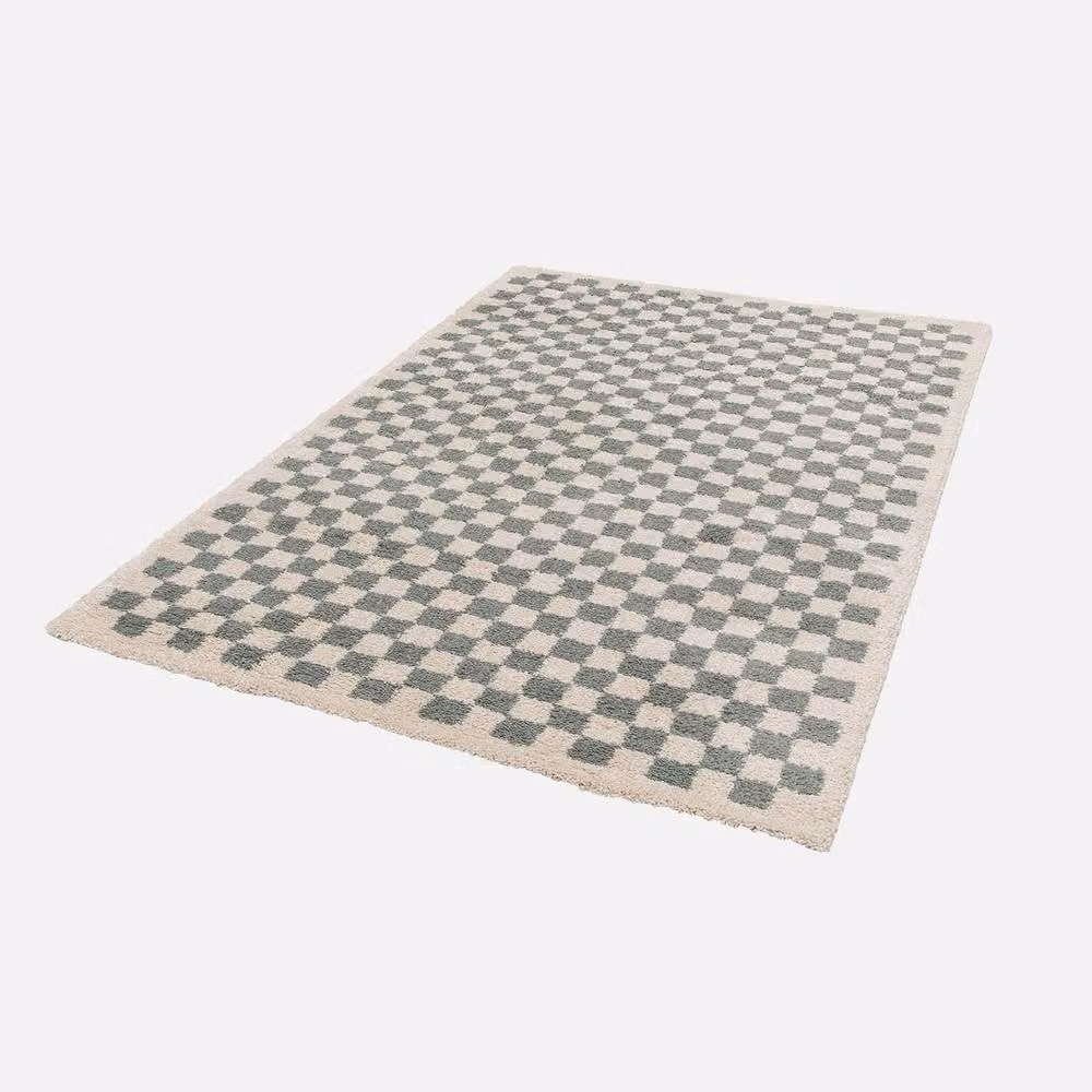 sweeek Checkerboard Interior Rug in Blue and Beige, W: 160 cm, D: 230 cm – 3