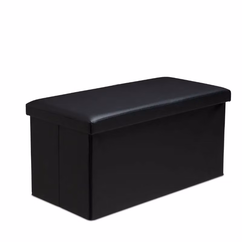 Snug City Faux Leather Rectangular Storage Ottoman with Lid in Black, W/D/H: 76 x 38 x 38 cm – 2