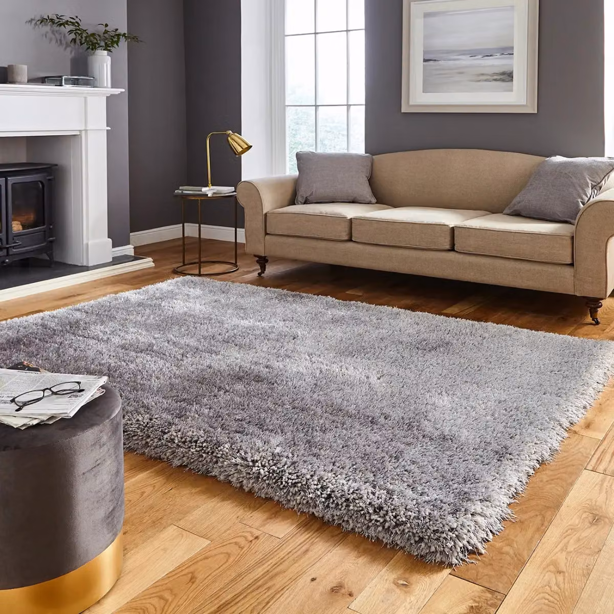 The Rug Shop UK Montana Handmade Modern Shaggy Area Rug in Silver, W: 200 cm, D: 290 cm – 2