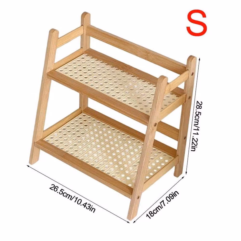 PAWNORA 2 Layer Wood Countertop Organizer in Sand and Brown, W/D/H: 28.5 x 17.0 x 27.0 cm – 2
