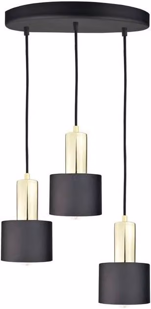 Netlighting Luce Cluster Pendant Ceiling Light in Black and Gold, Diameter: 30 cm, 3x E27