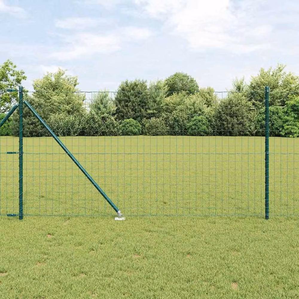 Berkfield Home Euro Fence Green Galvanised Steel with 13 Spike Posts, 1 x 25 m – 2