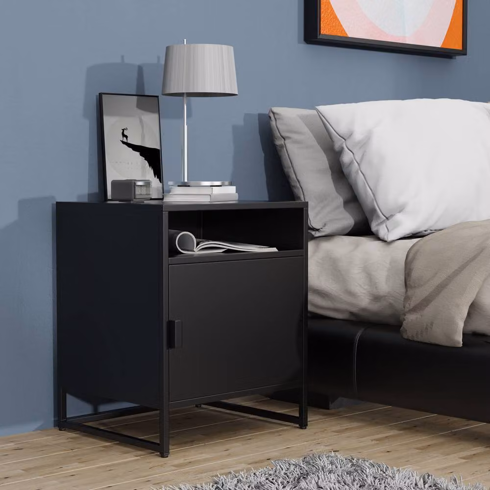 VCM Flokas L Metal Bedside Table in Black, W/D/H: 40 x 45 x 55 cm – 3
