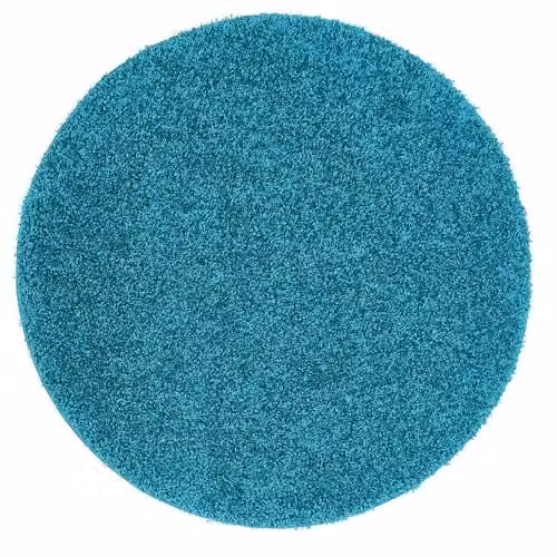 My Mat Round Shaggy Pile Rug in Petrol Turquoise, Diameter: 100 cm