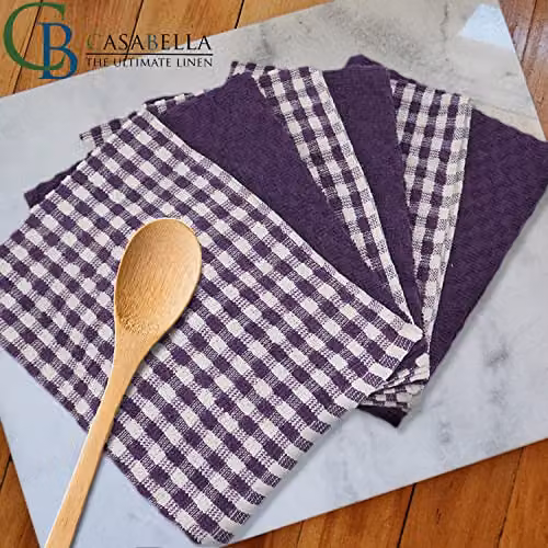 Casabella Pack of 6 Purple Cotton Terry Towelling Kitchen Tea Towels – 2