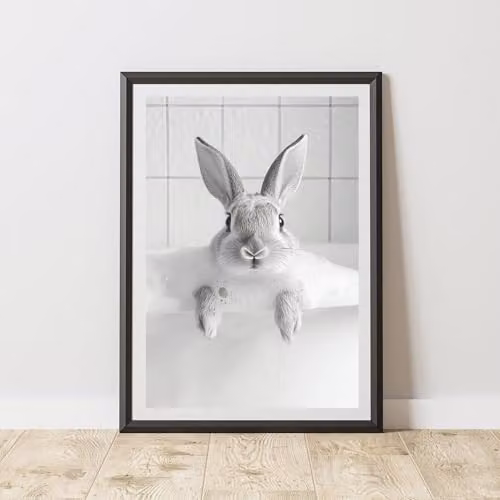 60 Second Makeover Bunny In The Bath Animal Print Paper Poster, W: 21.0 cm, H: 29.7 cm