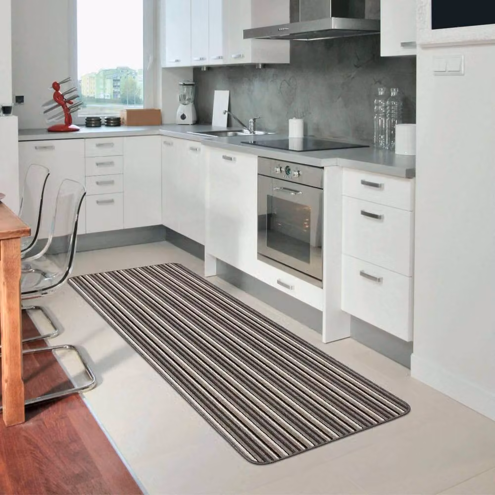 THE RUGS Washable Nonslip Striped All-Purpose Mat, Grey, W/D/H: 67 x 240 cm – 4