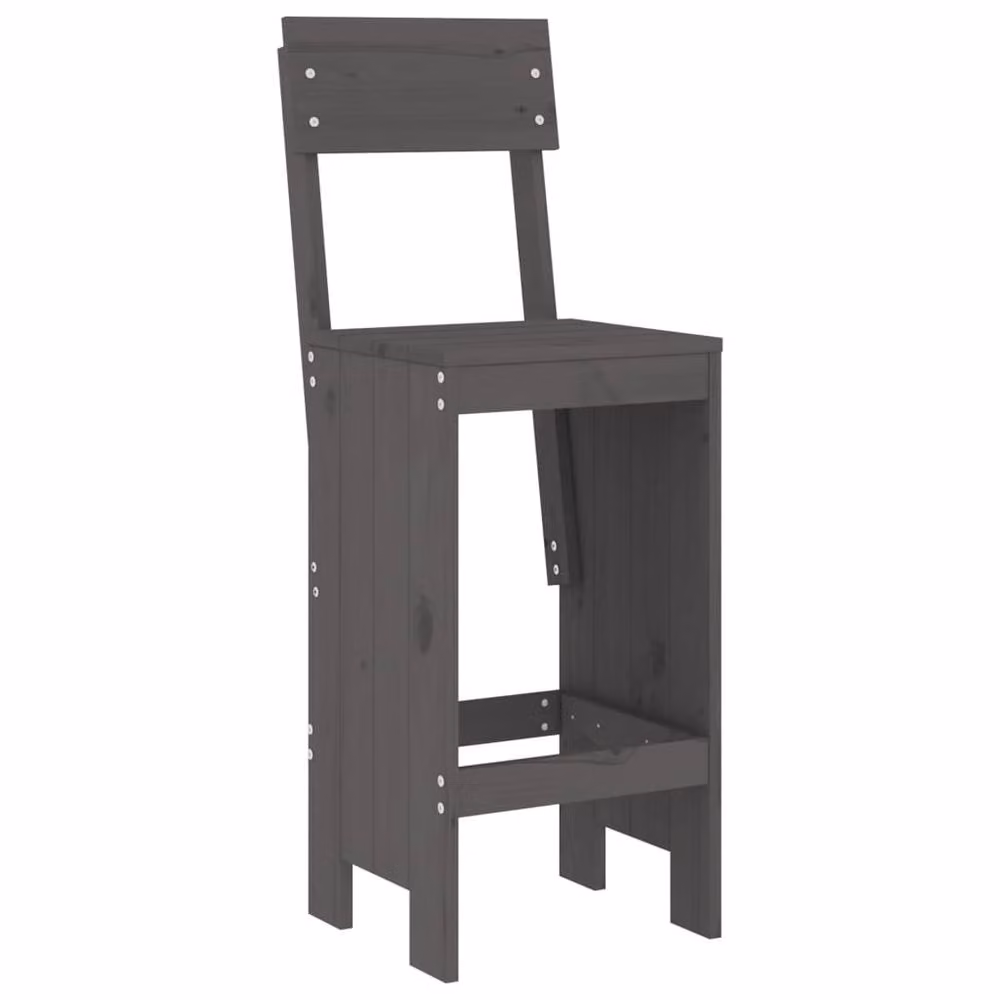 Berkfield Home Beautiful 5 Piece Grey Solid Wood Pine Garden Bar Set – 3