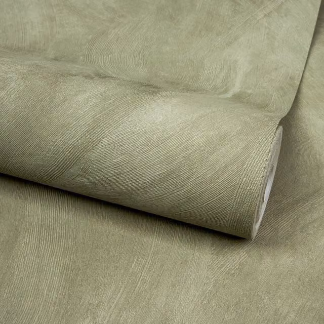 Grandeco Serra Rustic Painted Plaster Effect Textured Wallpaper in Green