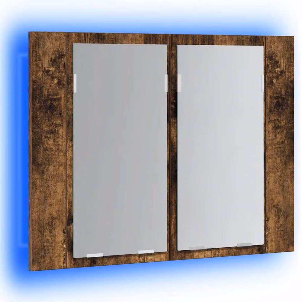 Berkfield Home LED Mirror Cabinet in Smoked Oak Brown, W: 60 cm, H: 45 cm, D: 12 cm – 5