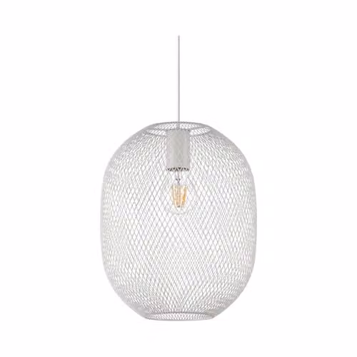 Ideal Lux Netlighting Net Wire Frame Sphere Pendant Ceiling Light in White, Diameter: 24 cm
