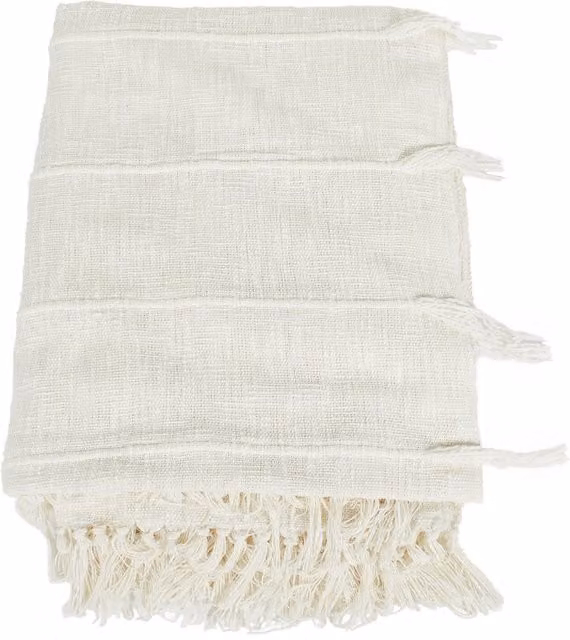 Divante Eboni Tassel Throw in Beige and White with Fringes
