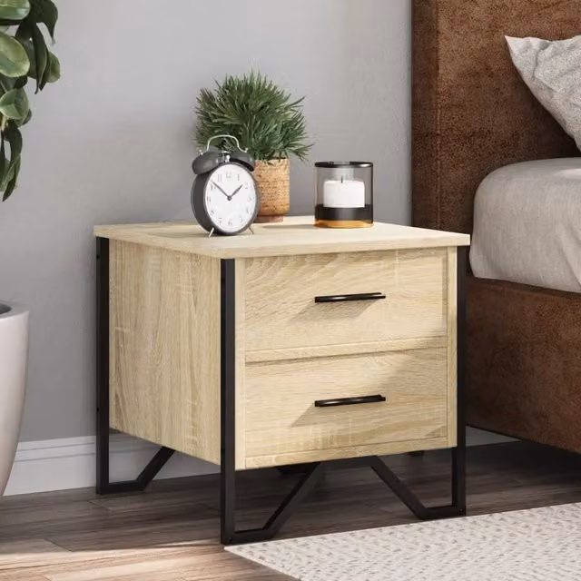 Berkfield Home Set of 2 Sonoma Oak Bedside Cabinets in Brown, W/D/H: 40 x 41 x 40 cm – 1