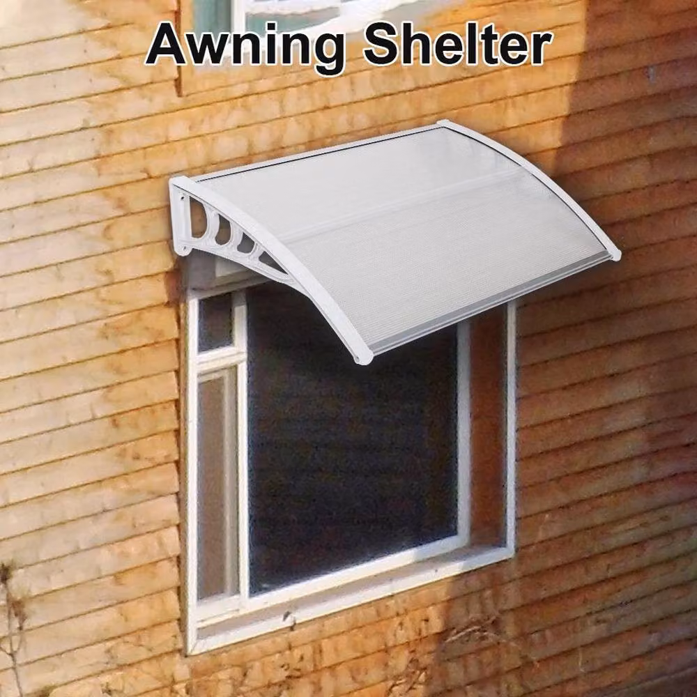 FORGEVIO White Polycarbonate Door Canopy Awning and Window Rain Cover, 0.6m2 – 3