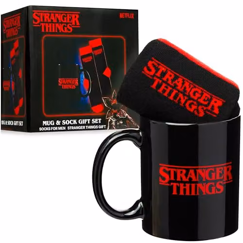 Get Trend Stranger Things Mug and Socks Set, Red and Black, 315ml