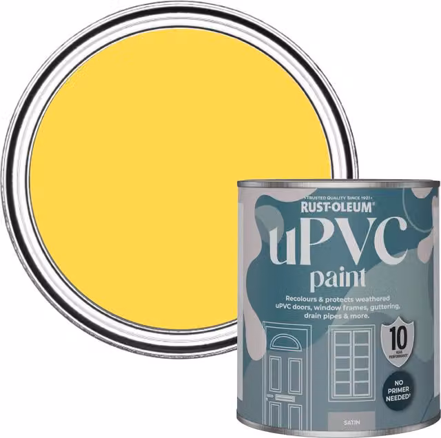 Rust-Oleum UPVC Paint in Satin Finish, Lemon Sorbet Yellow, 0.75 l