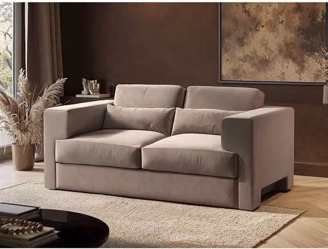 Solace Co Rose 2 Seater Modern Velvet Sofa in Beige