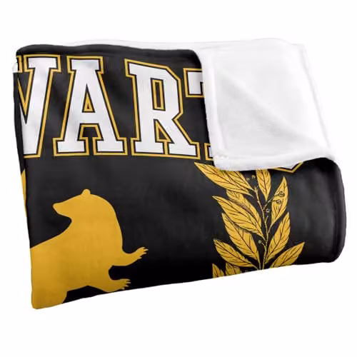 Warner Bros. Harry Potter Hufflepuff Hogwarts Leaves Super Soft Fleece Throw Blanket, Multicolour, W: 127 cm x D: 152 cm – 2