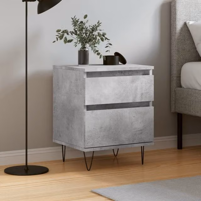 Berkfield Home Bedside Cabinet in Concrete Grey, W/D/H: 40 x 35 x 50 cm