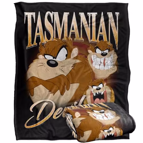 Warner Bros. Looney Tunes Taz Super Soft Fleece Throw Blanket for Children, Multicolour, W/H: 127.0 x 152.4 cm – 1