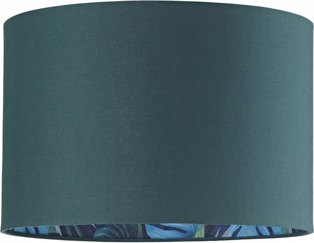 Happy Homewares Forest Green Cotton Fabric Cylinder Lamp Shade with Dark Green Jungle Palm Tree Print, Diameter: 30 cm – 1