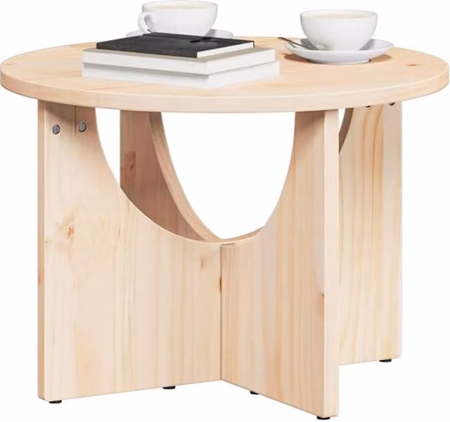 Berkfield Home Full Coffee Table in Beige Solid Pine Wood, W/D/H: 50 x 50 x 35 cm – 1