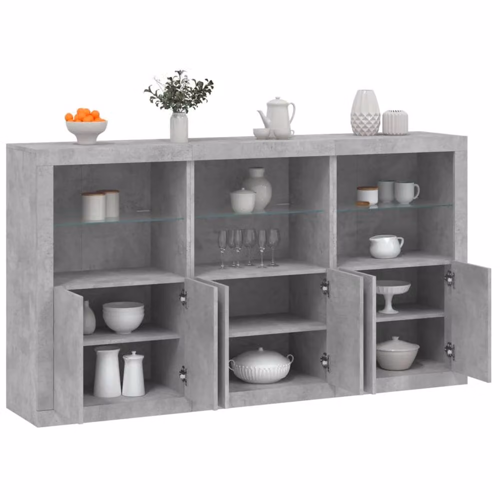 Berkfield Home Modern Sideboard with Integrated LED Lights in Concrete Grey, W: 181.5 cm, D: 37 cm, H: 100 cm – 2