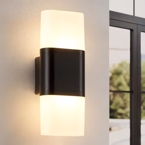 Harper Living LED Outdoor Wall Light, 12W Warm White Up and Down Exterior Lamp, IP65 Weatherproof Aluminium Security Light in White – 1