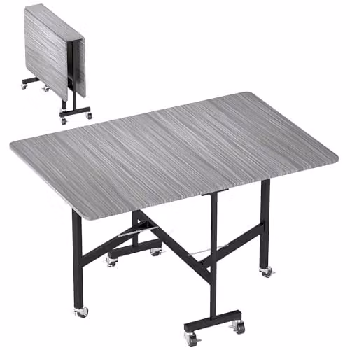 HOMCOM Mobile Drop Leaf Table with Castors, Grey, W/D/H: 120 x 80 x 73 cm