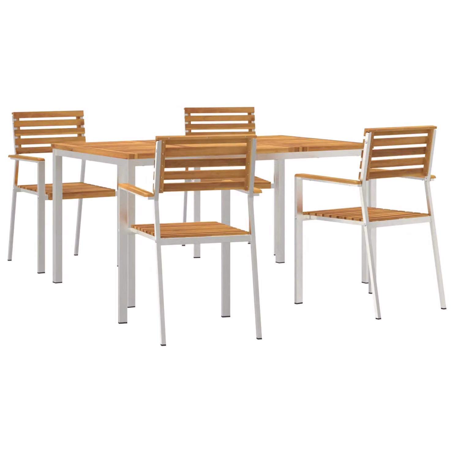 Berkfield Home 5 Piece Solid Acacia Wood Garden Dining Set in Brown – 2