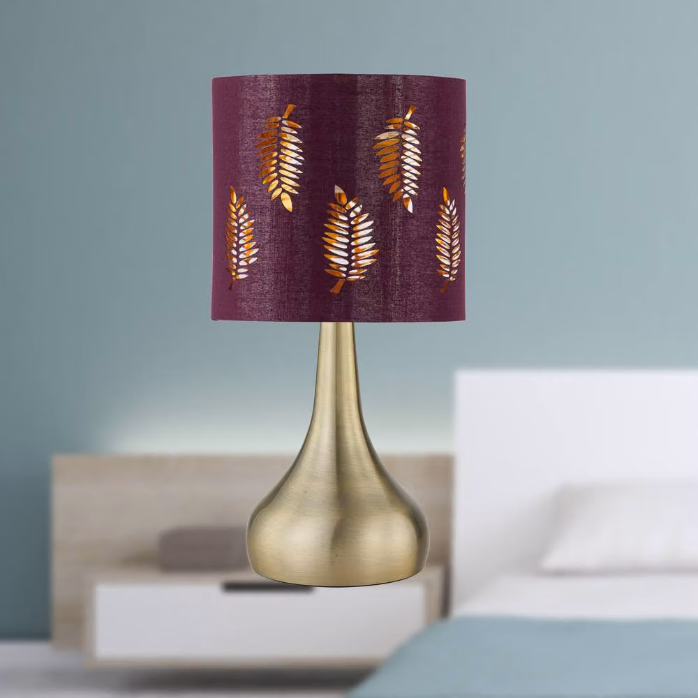 First Choice Lighting Romana Antique Brass Touch Table Lamp with Red Fabric Shade – 2