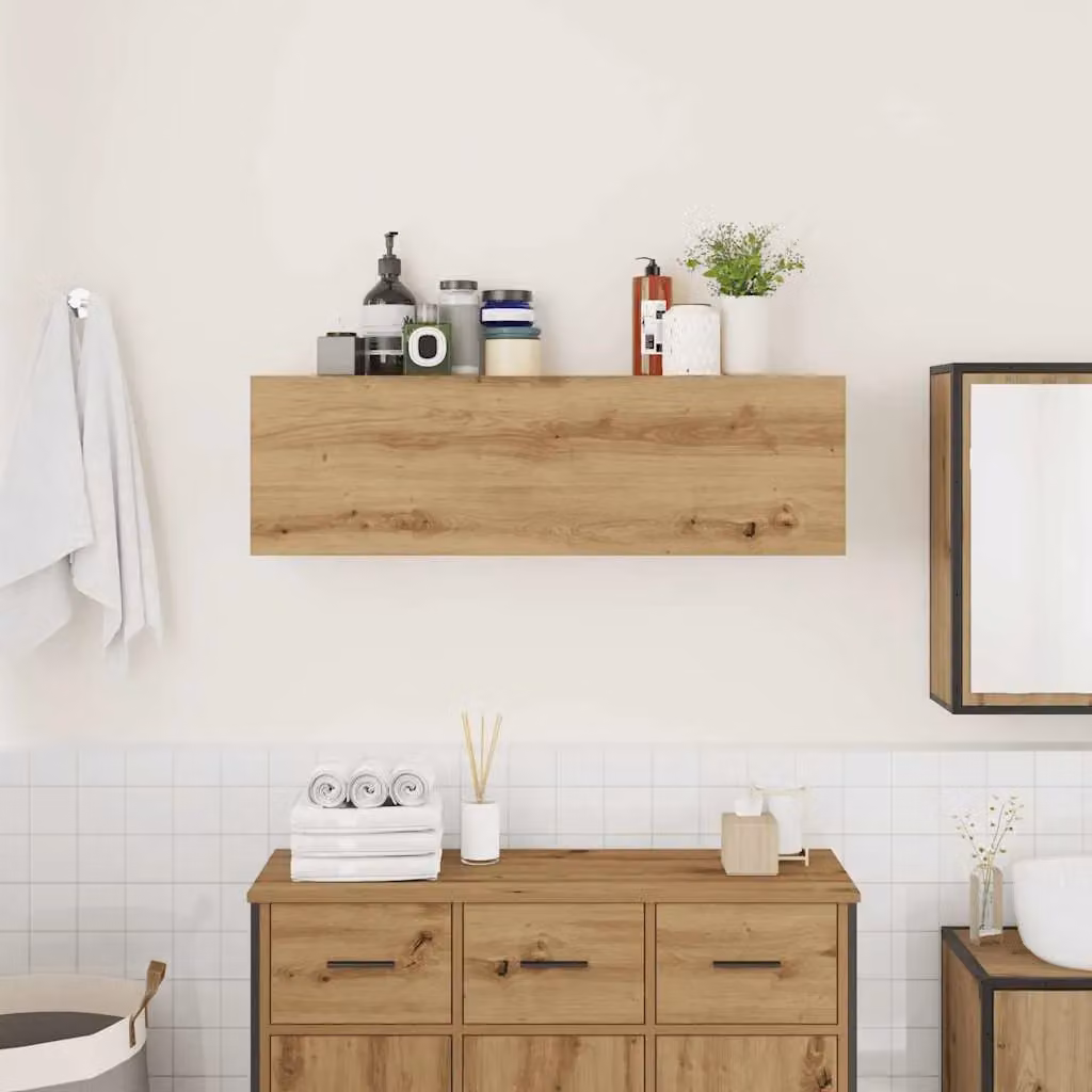 Berkfield Home Artisan Oak Bathroom Wall Cabinet, Brown, W/D/H: 100 x 25 x 30 cm – 3