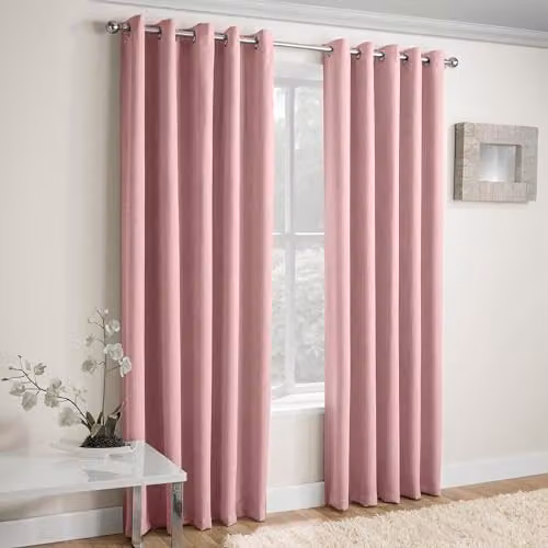 Enhanced Living Vogue Blush Pink Thermal Eyelet Curtains, W: 229 cm, D: 229 cm – 1