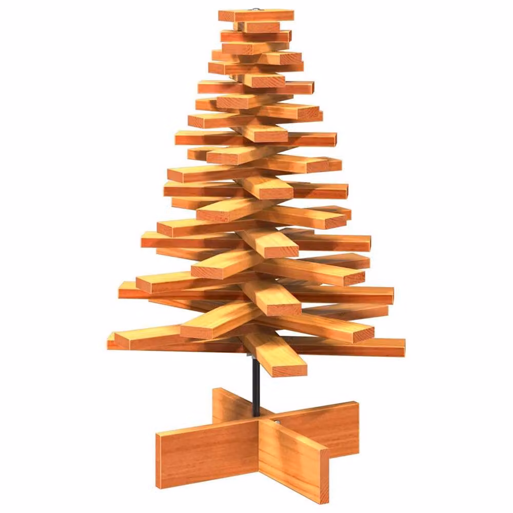 Berkfield Home Rustic Wooden Tabletop Christmas Tree in Wax Brown, Height: 80 cm – 2