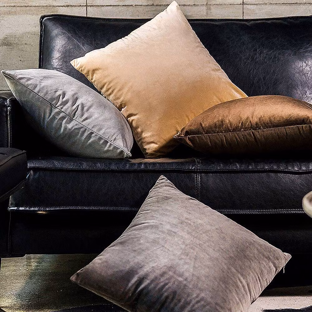 YnysTec Plush Velvet Square Cushion Cover in Navy Blue, W/D/H: 40 x 40 x 1 cm – 3