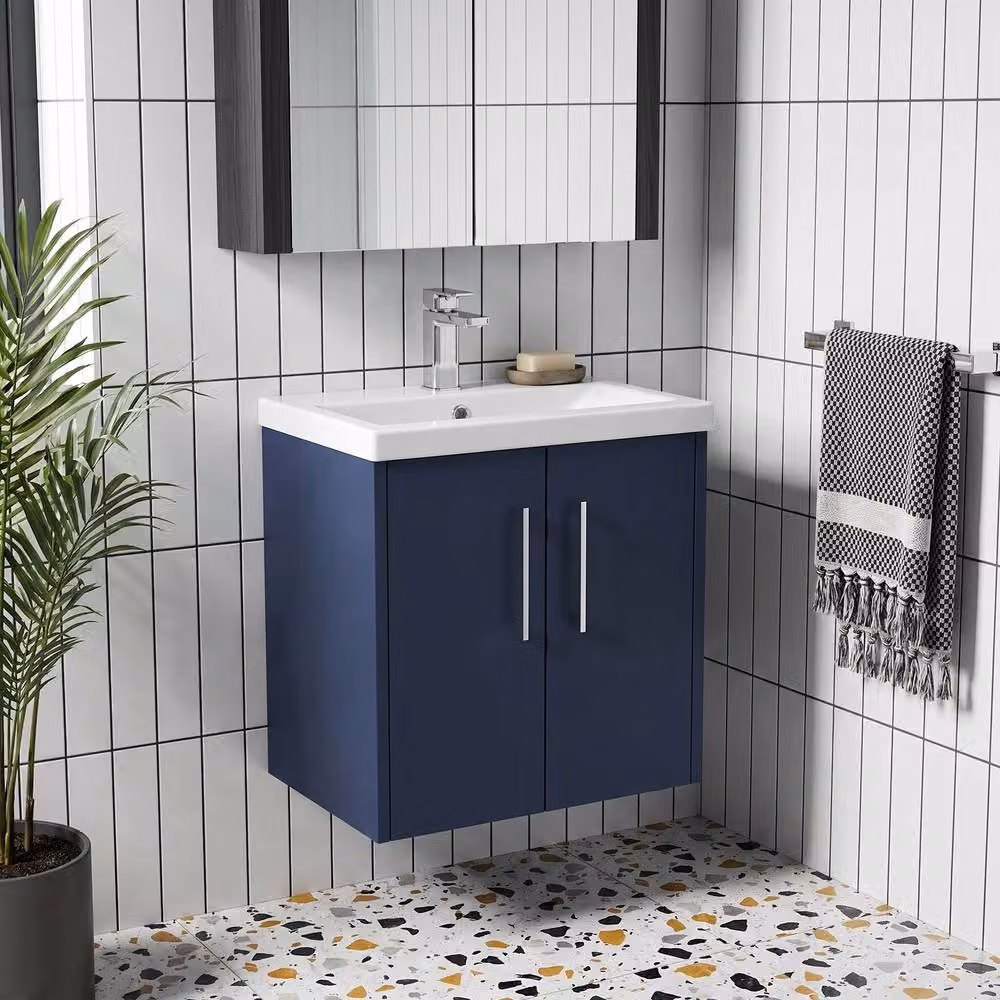 Balterley Winshill 2 Door Wall Hung Vanity Basin Unit, Blue, W: 50 cm – 2