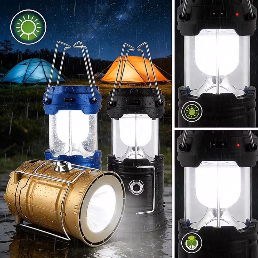 NESTLUNE Blue LED Solar Rechargeable Camping Lantern – 5