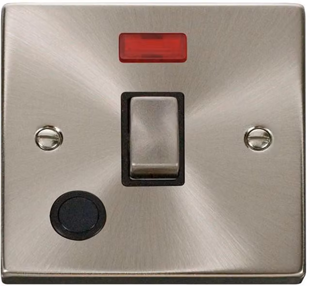 SE Home 1 Gang 20A Ingot DP Switch with Flex and Neon in Satin Brushed Chrome and Metallic Silver