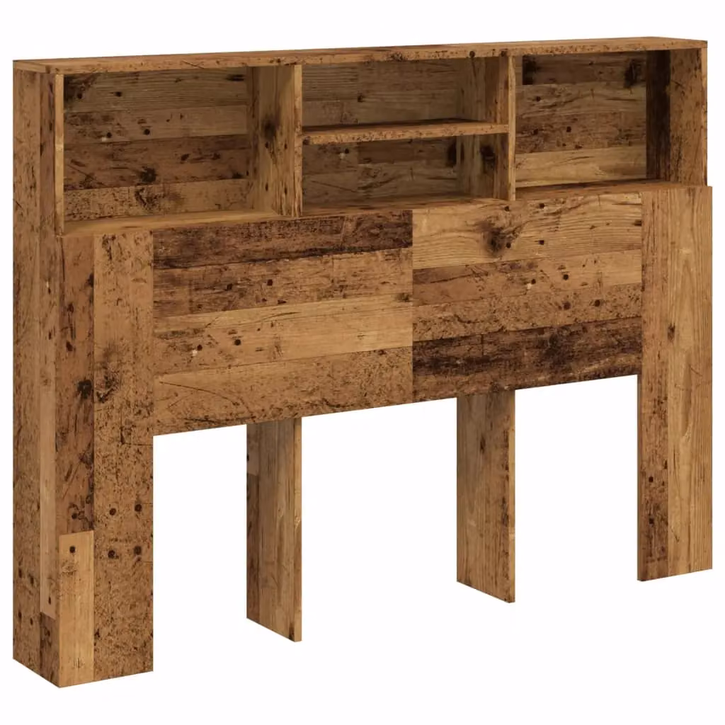 Berkfield Home Headboard Cabinet in Old Wood Brown, W: 140 cm, D: 19 cm, H: 103.5 cm – 2