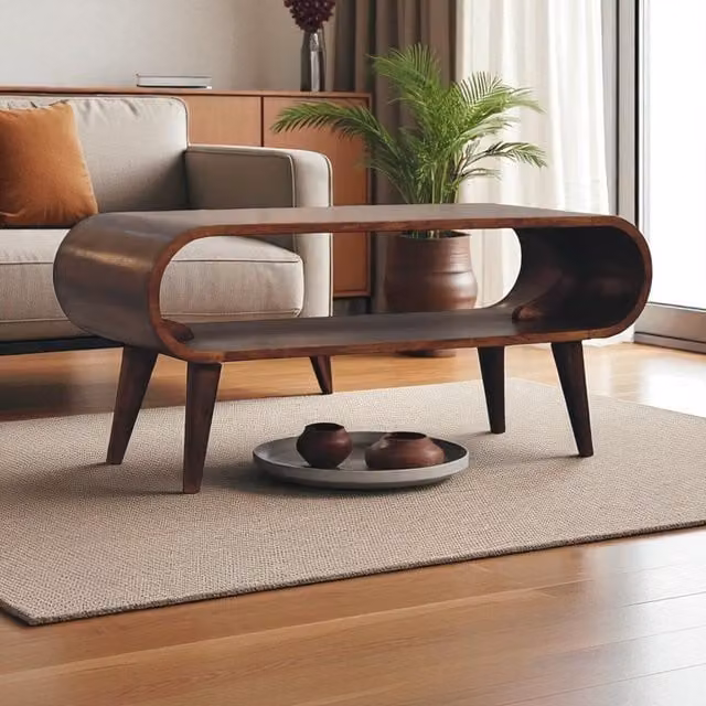 Artisan Furniture Amaya Mango Wood Nordic Style Coffee Table, Brown, W/D/H: 90 x 40 x 35 cm – 1