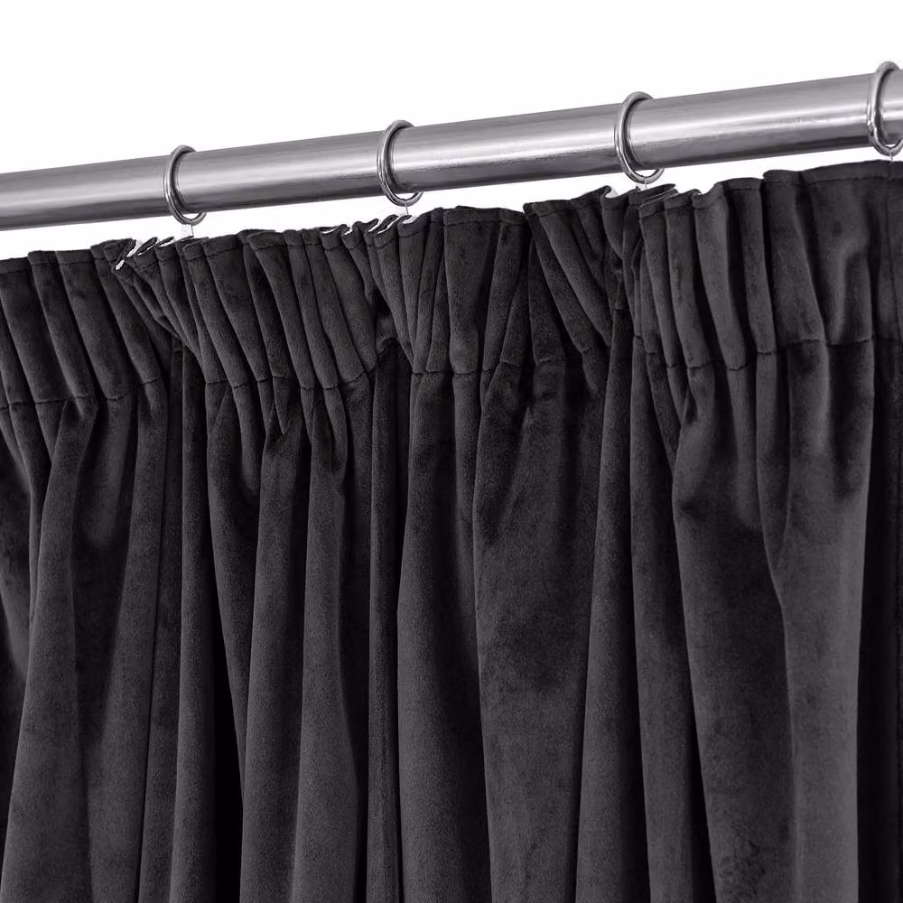New Edge Blinds Verbena Jacquard Pencil Pleat Curtains in Black, Width: 168 cm, Drop: 229 cm – 2