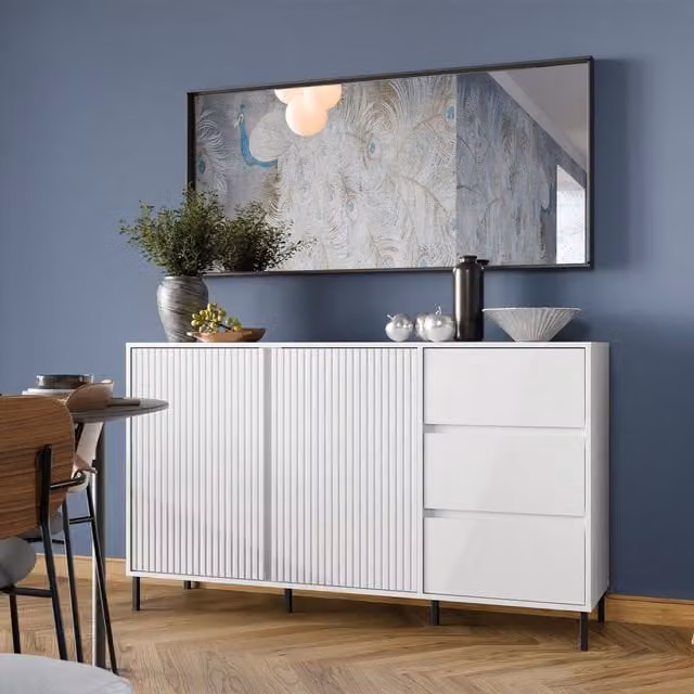 Furniture To Go Avenale Sideboard with 2 Doors and 3 Drawers in Alpine White High Gloss