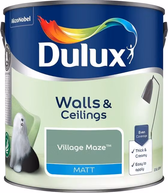 Dulux Matt Dispersion Emulsion Paint in Green, 2.5l