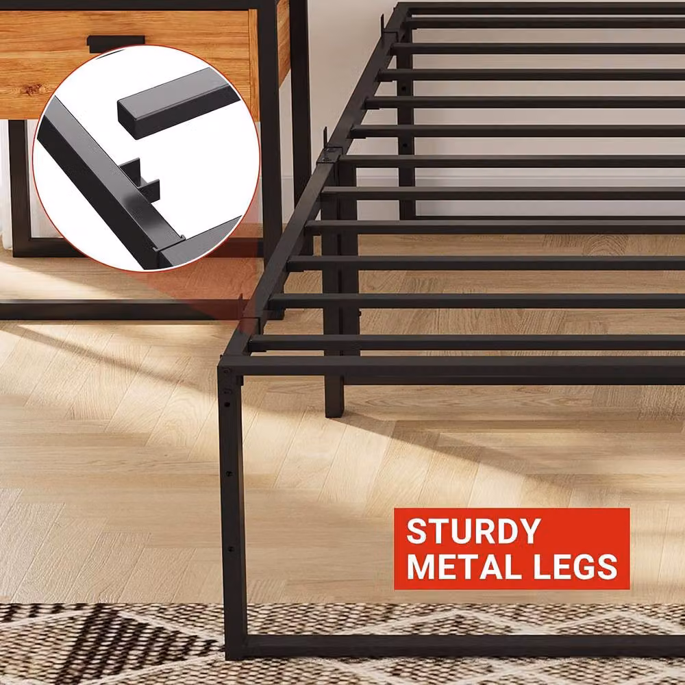 London Boutique King Metal Platform Bed Frame, Black, W: 153 cm, D: 203 cm – 3